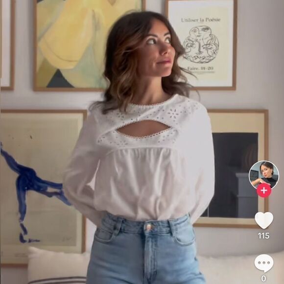 ZARA CUTOUT WHITE BLOUSE - Picture 2 of 13